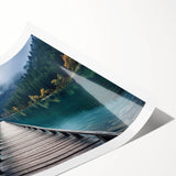 Vibrant rolled print of a tranquil harbor landscape, showcasing serene blues and greens, ideal for enhancing home decor in coastal-themed spaces.