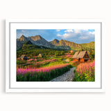 Framed landscape wall art collection showcasing a serene harbor scene, featuring a white mat and elegant black frame, ideal for home or office decor.