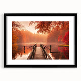 Framed black wall art showcasing a serene harbor landscape design with a mat, perfect for home decor. Adds elegance and tranquility to any space.