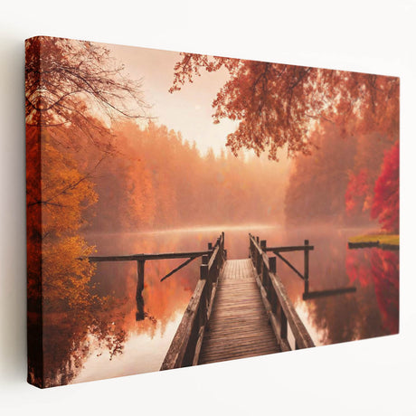 Stretched canvas artwork showcasing a serene harbor landscape in soft blue and green hues, perfect for enhancing living spaces with a calming ambiance.