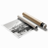 Vibrant rolled print showcasing a serene harbor landscape design, featuring calming blues and greens, perfect for enhancing home decor aesthetics.