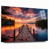 Acrylic glass wall art collection showcasing a serene harbor landscape design in vibrant colors. The side view highlights the sleek edges and modern aesthetic, perfect for contemporary decor.
