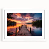 Framed wall art collection featuring a serene harbor landscape design, with a white mat and sleek frame, perfect for enhancing home decor and adding a touch of tranquility.