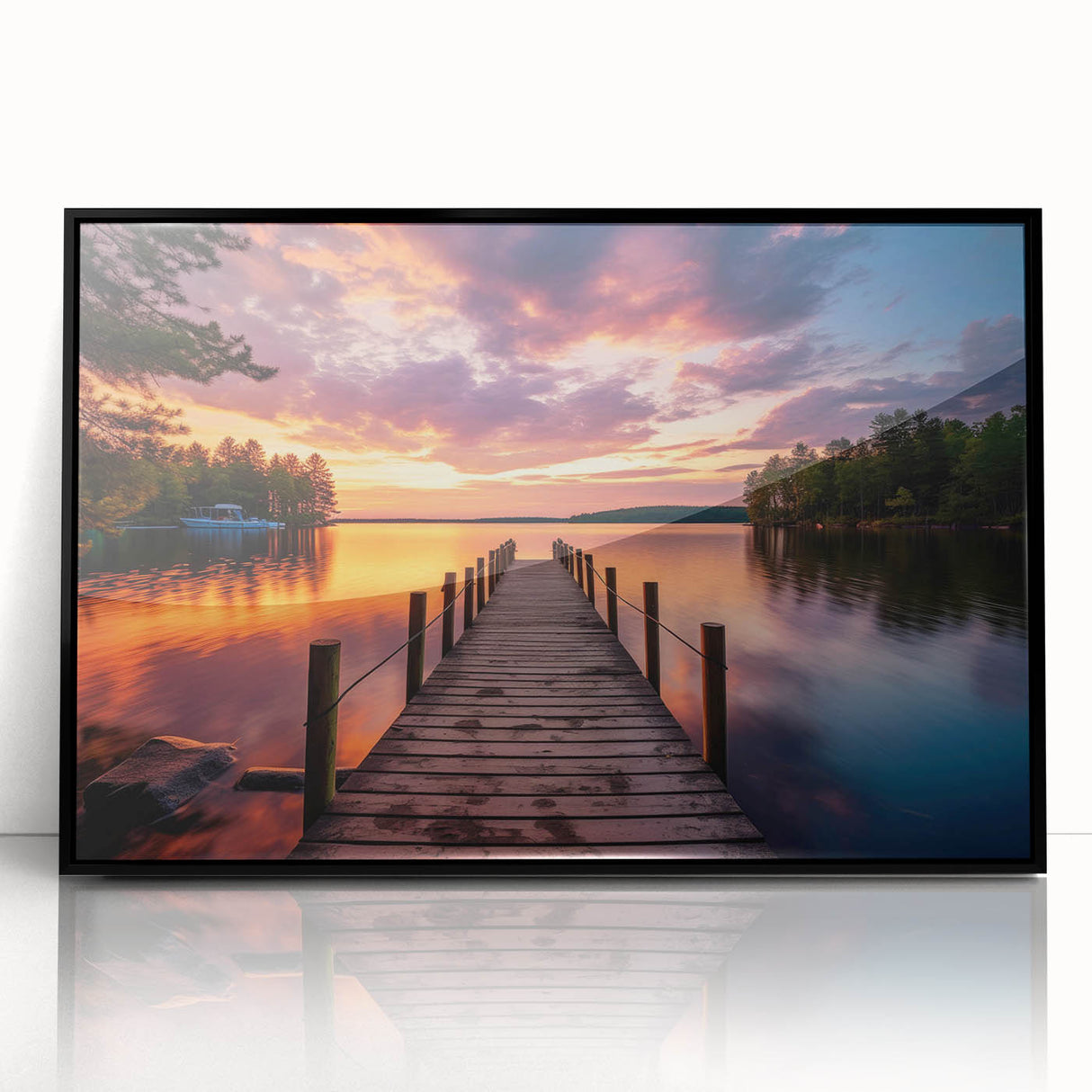 Framed acrylic wall art featuring a stunning harbor landscape design, showcasing vibrant colors and intricate details, perfect for home decoration.