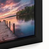 Framed canvas wall art showcasing a vibrant harbor landscape, featuring rich blues and greens, ideal for modern home decor. Perfect for creating a serene atmosphere.