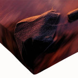 Close-up of a stretched canvas featuring a vibrant harbor landscape design, showcasing rich blues and greens, ideal for modern home decor and art enthusiasts.