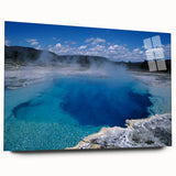 Acrylic glass wall art showcasing a vibrant hot spring landscape design, featuring vivid colors and intricate details. Perfect for modern home decor and nature lovers.
