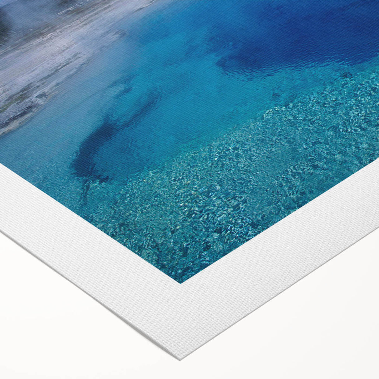 Rolled canvas wall art showcasing a serene hot spring landscape design, featuring vibrant colors and intricate details, ideal for home decor.
