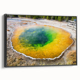 Framed canvas wall art showcasing a serene hot spring landscape design, featuring vibrant colors and intricate details, perfect for home decor and relaxation themes.