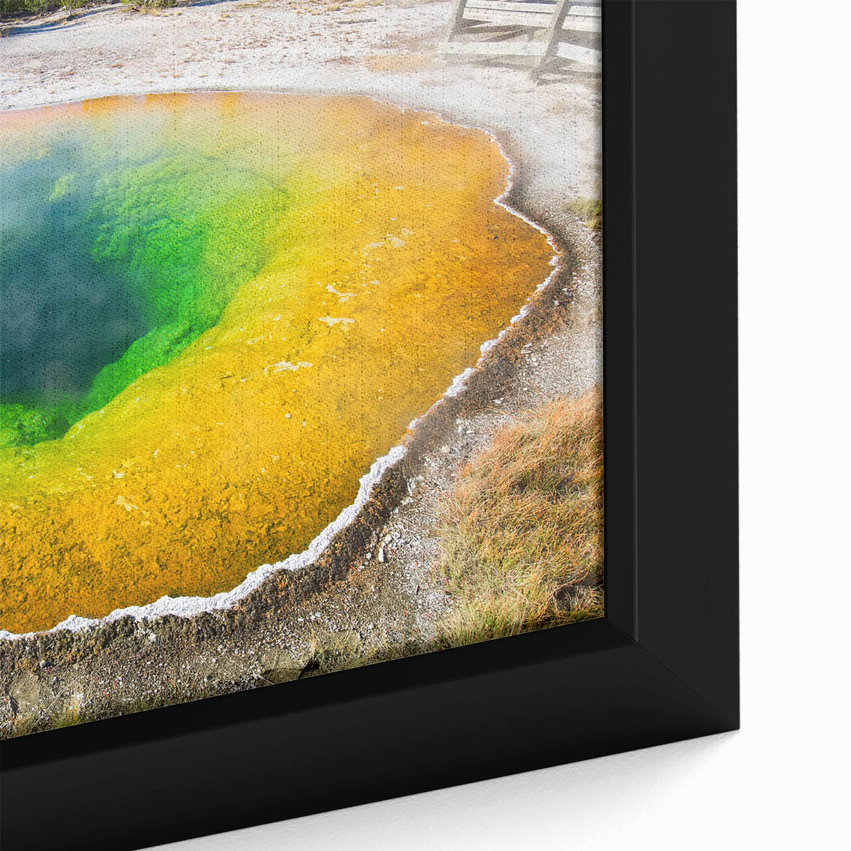 Framed canvas wall art showcasing a serene hot spring landscape design, featuring vivid colors and intricate details, perfect for enhancing any living space.