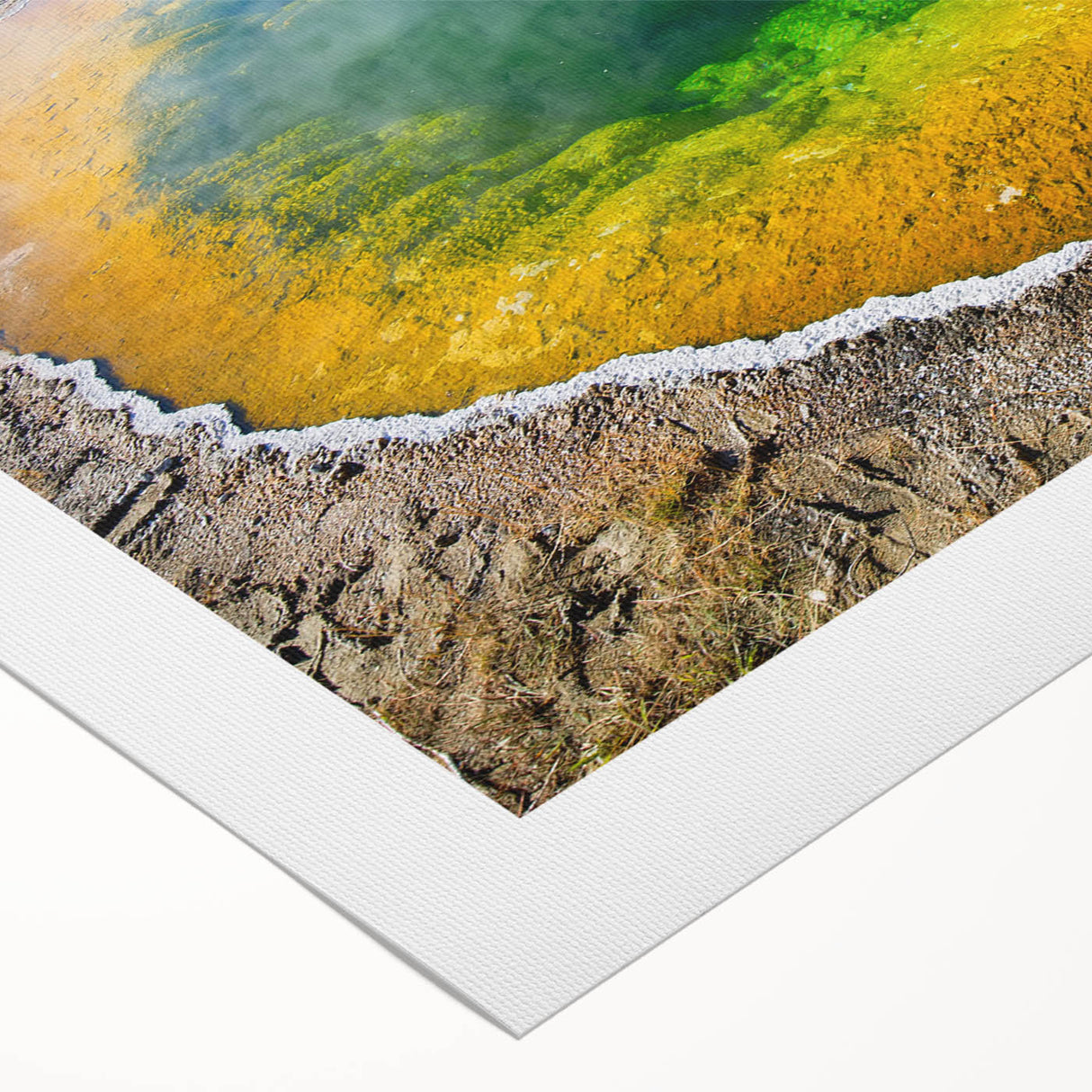 Colorful rolled canvas showcasing a vibrant hot spring landscape design, perfect for home decor. Ideal for art enthusiasts seeking unique wall art.