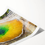 Rolled print showcasing a serene hot spring landscape design, featuring vibrant colors and intricate details, ideal for home decor or wellness spaces.