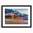 Framed wall art collection showcasing a serene hot spring landscape design, with a black matte frame and elegant matting, ideal for home decor enhancement.