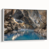 Framed canvas wall art featuring a serene hot spring landscape design, showcasing vibrant colors and intricate details, ideal for enhancing home decor.