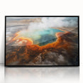 Framed acrylic wall art featuring a serene hot spring landscape design, showcasing vibrant colors and intricate details, perfect for modern home decor.