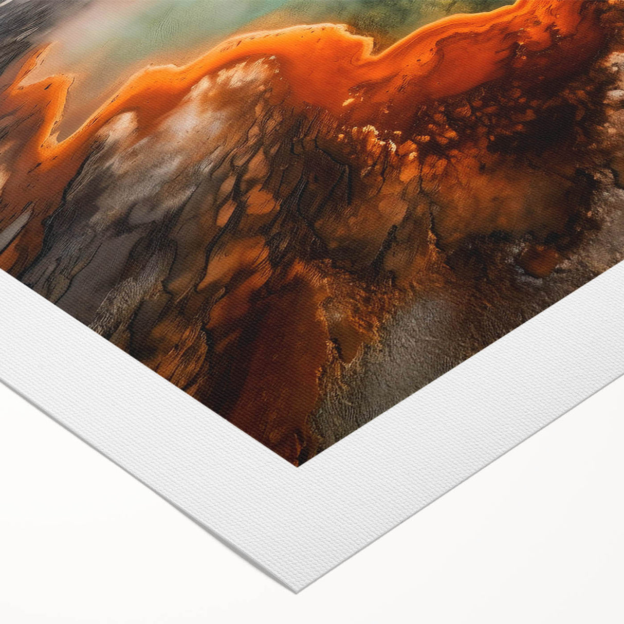 Vibrant rolled canvas art showcasing a serene hot spring landscape design, featuring lush greenery and tranquil water, ideal for home décor.