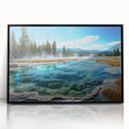 Framed acrylic wall art showcasing a vibrant hot spring landscape design with rich colors and textures, perfect for modern home decor.