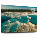 Acrylic wall art collection showcasing serene hot spring landscapes, featuring vibrant colors and intricate details, designed for modern home decor. Perfect for creating a calming atmosphere in living spaces.