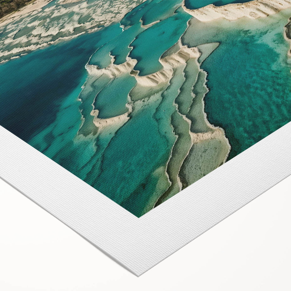 Rolled canvas wall art showcasing a serene hot spring landscape design, featuring lush greenery and tranquil water tones, ideal for home decor and relaxation.