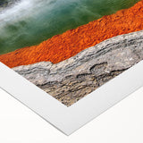 Rolled canvas artwork showcasing a serene hot spring landscape with vibrant colors and intricate details, perfect for adding a tranquil touch to any space.