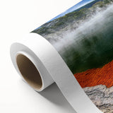 Rolled canvas wall art showcasing a serene hot spring landscape design, featuring vibrant colors and intricate details, perfect for home decor enhancement.