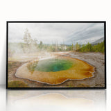Framed acrylic wall art featuring a serene hot spring landscape design, showcasing vibrant colors and intricate details, perfect for enhancing home decor.
