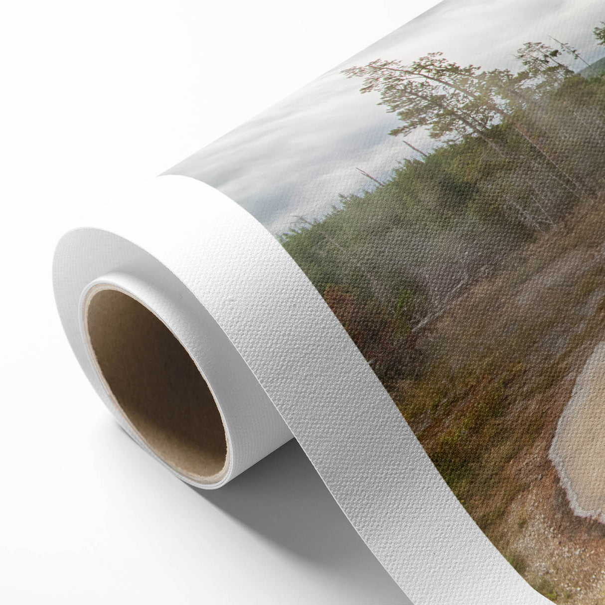 Rolled canvas showcasing a serene hot spring landscape design, featuring vibrant colors and intricate details, perfect for enhancing any home decor.