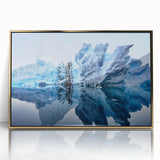 Framed acrylic wall art featuring a stunning iceberg landscape design with gold accents, ideal for modern home decor. Perfect for adding a touch of elegance to any room.