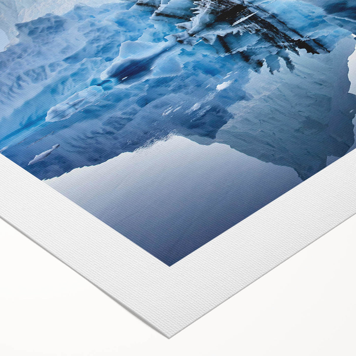 Stunning rolled canvas wall art showcasing an icy blue iceberg landscape design, perfect for modern home decor. Ideal for nature lovers and art enthusiasts.