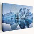 Stretched canvas wall art of a stunning iceberg landscape design, showcasing vibrant blues and whites, perfect for adding a serene touch to modern decor.
