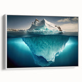 Framed canvas wall art featuring a stunning iceberg landscape design, showcasing vibrant blue hues and intricate details, perfect for home decor or office space.