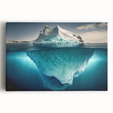 Stretched canvas art depicting a vibrant iceberg landscape with intricate textures and shades of blue, ideal for modern home decor and art enthusiasts.