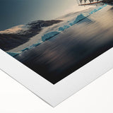 Vibrant rolled canvas wall art depicting a striking iceberg landscape design, showcasing cool blue tones and intricate details, perfect for modern home decor.