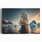 Stretched canvas wall art showcasing a vibrant iceberg landscape design, featuring shades of blue and white, perfect for modern home decor. Ideal for enhancing any room's aesthetic with its serene and captivating imagery.
