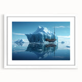 Framed wall art featuring a stunning iceberg landscape design with a white mat, perfect for enhancing modern home decor and adding a serene touch to any room.