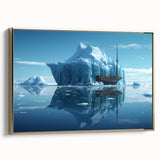 Framed canvas wall art showcasing a stunning iceberg design with gold accents, highlighting intricate textures and colors, perfect for modern home decor.