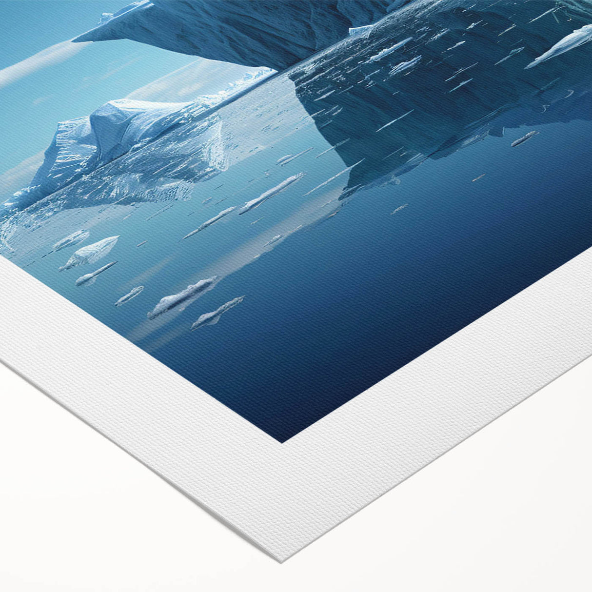 Stunning rolled canvas wall art showcasing a vibrant iceberg landscape design with intricate details and vivid colors, perfect for modern home decor.