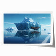 Vibrant rolled print of an iceberg landscape design showcasing shades of blue and white, ideal for modern home decor, presented in a durable cardboard tube.
