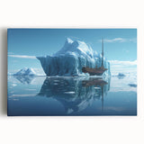 Stretched canvas wall art featuring a vibrant iceberg landscape design in cool blue and white tones, ideal for modern home decor and adding a serene ambiance.