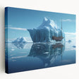 Elegant stretched canvas wall art depicting a serene iceberg landscape, showcasing shades of blue and white, perfect for modern home decor and interior design enthusiasts.