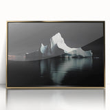 Framed acrylic wall art showcasing a stunning iceberg design with gold accents, perfect for modern decor and adding a touch of elegance to any space.