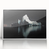 Framed acrylic wall art showcasing a stunning iceberg landscape design with vibrant blues and whites, ideal for modern home decor. Perfect for adding a serene touch to any space.