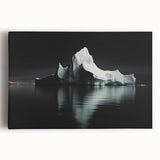 Stretched canvas wall art depicting an abstract iceberg landscape design, showcasing shades of blue and white with textured detailing, ideal for modern home decor.