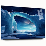 Acrylic glass wall art showcasing a stunning iceberg landscape design in a contemporary style, highlighting vibrant blues and whites, perfect for modern home decor.
