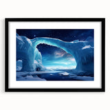 Framed wall art featuring a striking iceberg design with a matte finish, set in a sleek black frame, ideal for modern interior decor and enhancing artistic ambiance.