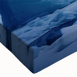 Close-up of a stretched canvas wall art piece showcasing a vibrant iceberg landscape design, featuring cool blue tones and intricate textures, ideal for modern decor.