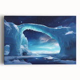 Stretched canvas wall art showcasing a serene iceberg landscape design, featuring cool blue tones and intricate details, perfect for modern home decor or office spaces.