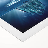 Stunning rolled canvas artwork showcasing a vibrant iceberg landscape design, featuring shades of blue and white, ideal for modern home decor.