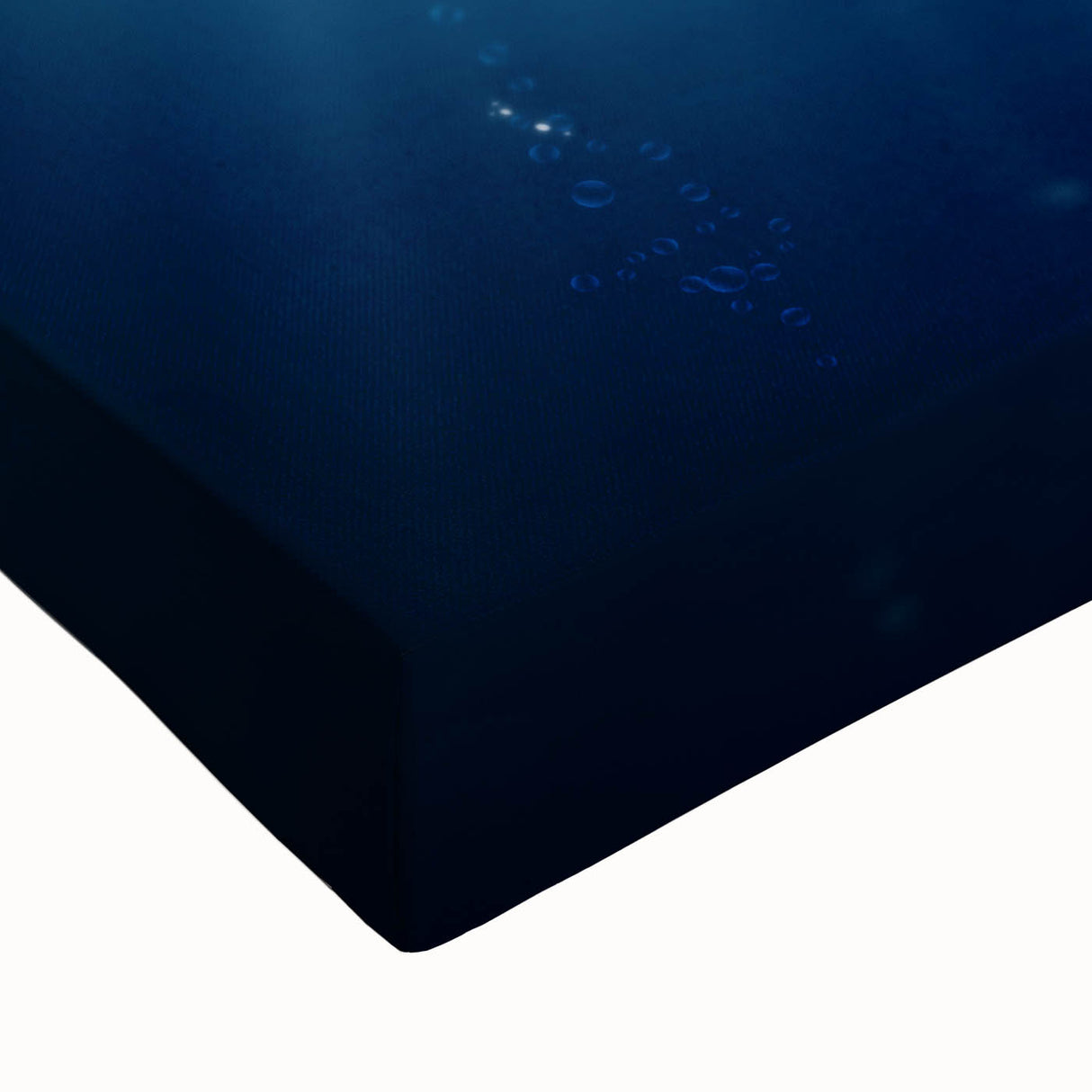 Close-up of a stretched canvas wall art piece depicting an iceberg landscape design, featuring vibrant blue and white hues that capture the icy textures and serene atmosphere, ideal for modern home decor.