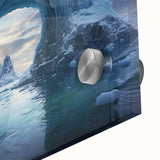 Close-up of a stunning acrylic wall art piece showcasing a colorful iceberg landscape design, featuring vibrant blues and whites, ideal for modern home decor.